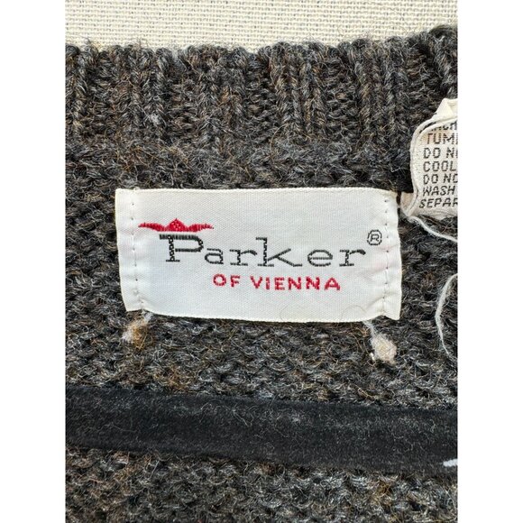 Vintage Parker Of Vienna Knit Sweater Vest XL Gray Wool Blend - Picture 3 of 9